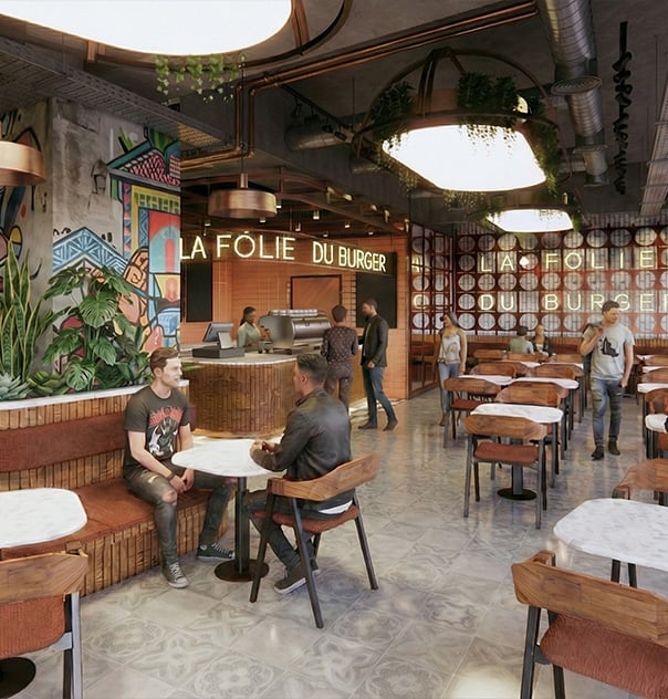 Render de uno de los restaurantes de DAVIarena