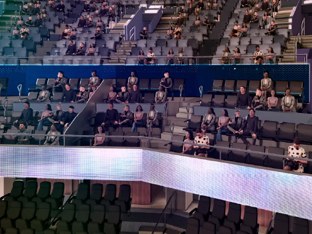 Render de la zona de boxes de DAVIarena con público